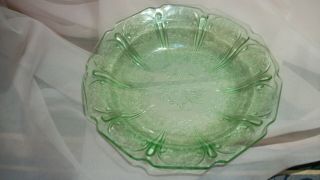 Green Depression Glass Cherry Blossom Flat Rimmed Soup Bowl By Jeanette 1930 