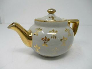 Hall China Boston Teapot Gold Label Fleur De Lis 2 Cup