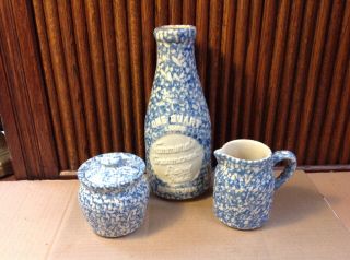 Friendship And Henn Pottery Roseville Ohio Blue Sponge Ware
