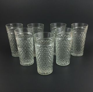 Vintage Drinking Glasses Set Of 7 Diamond Point 5 3/4 " Mid - Century Tumblers