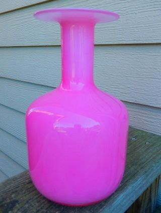 8 1/2 " Lsa International Pink Milk Glass Vase Handcrafted Mouth Blown In Poland