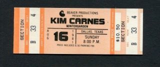 1981 Kim Carnes Concert Ticket Dallas Mistaken Identity Bette Davis Eyes