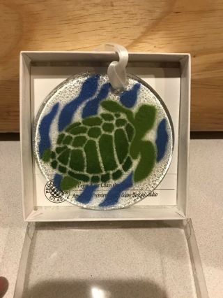 Peggy Karr Signed Fused Art Glass Ornament Sun Catcher Turtle Rare