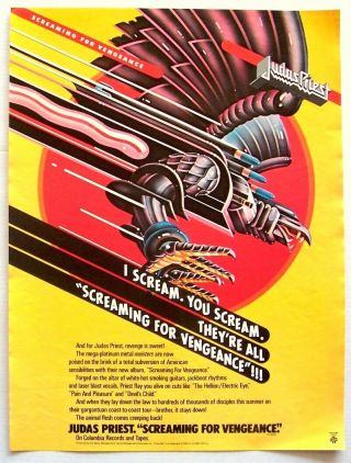 Judas Priest 1982 Poster Advert Screaming For Vengeance Doug Johnson