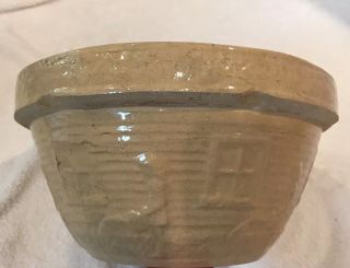 10 " Yellow Ware Mixing Bowl Girl W/watering Can Brush Mccoy Ohio Stoneware