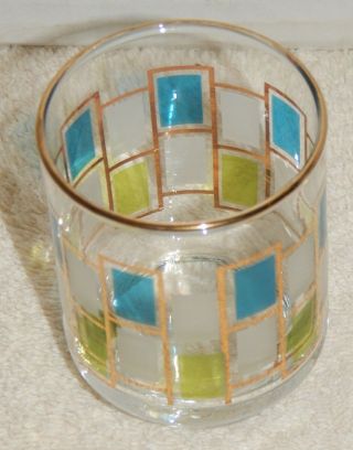 8 Very Cool Mid Century Modern Juice Glasses Square Design Gold Trim