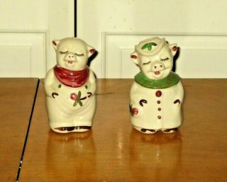 Vintage Collectible Smiley & Winnie Pig Cloverbud Salt & Pepper Shakers Euc