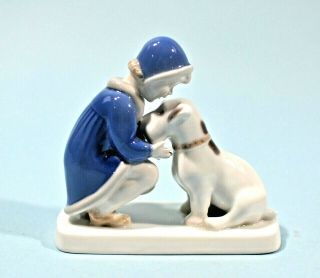 Vintage B&g Bing & Grondahl Girl With Dog Porcelain Figurine 2163