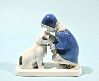 Vintage B&G BING & GRONDAHL Girl with Dog Porcelain Figurine 2163 2