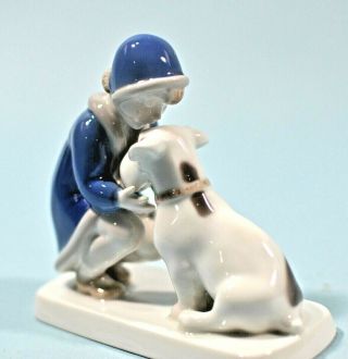 Vintage B&G BING & GRONDAHL Girl with Dog Porcelain Figurine 2163 3