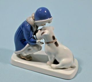 Vintage B&G BING & GRONDAHL Girl with Dog Porcelain Figurine 2163 5