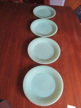 Vintage Fire King Jadeite Set Of 4 Jane Ray 7 3/4 " Dia Salad Lunch Plates H54