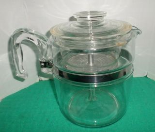 Vtg Pyrex Glass Coffee Pot Percolator 6 - 9 Cup Stove Top Flameware