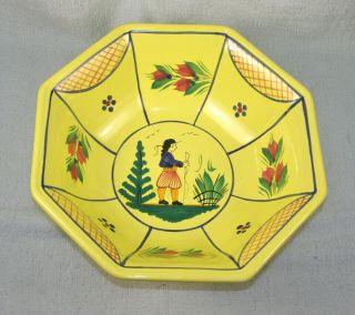 French Henriot Quimper Soleil Yellow Six Sided Bowl