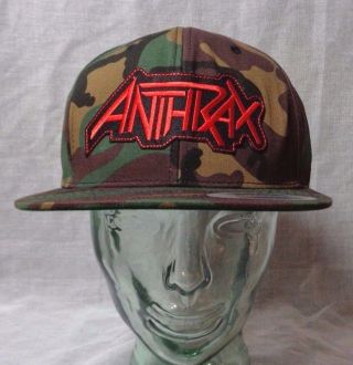 Anthrax Flat Brim Hat Cap Snapback Camo Scott Ian Metallica Slayer Megadeth