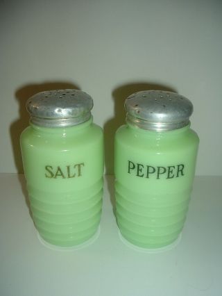 Jeannette Jadeite Glass Salt & Pepper Shakers