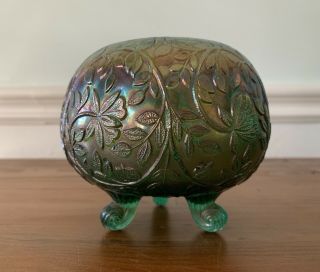 Vintage Carnival Glass Westmorland Teal/green Gold Luster Louisa Rose Bowl