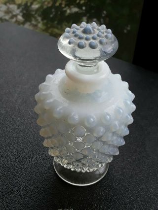 Vintage Rare Fenton French Opalescent Hobnail Perfume Bottle W/stopper