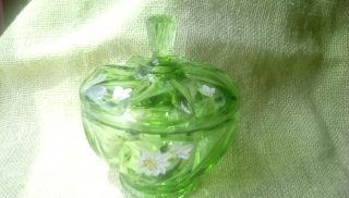 Fenton Art Glass Covered Candy Dish In Fern Green