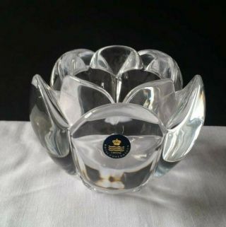Pair Vintage Royal Copenhagen Crystal Candle Holder ' s Lotus Flower 5
