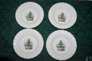 Set Of 4 Nikko Happy Holidays Large Rim Soup Bowls 9 1/4 " Christmas Tree Excell
