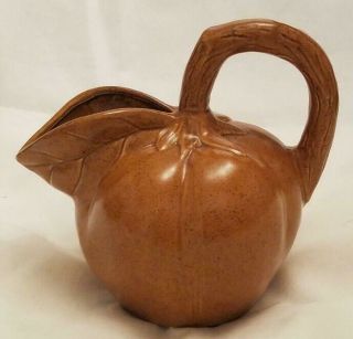Vintage Art Pottery Pumpkin Shaped Pitcher For Thanksgiving,  Fall,  Autumn Decor