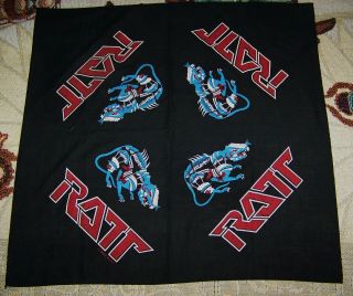 Vintage 1984 Ratt Bandana Scarf Wall Hanging Headband Banner Tapestry Flag Rare