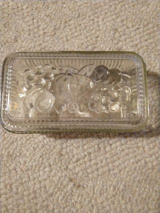 Vintage Clear Ribbed Glass Loaf Pan W Lid Refrigerator Dish No Name