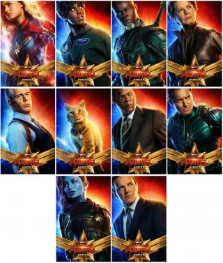 10pc Avengers 4 Captain Mar 2019 Mirror Surface Promo Card Sticker Usi