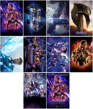 10pc Avengers 4: Endgame Movie 2019 Mirror Surface Promo Card Sticker Poster Cc