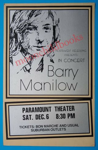 Vtg 1975 Barry Manilow Seattle Paramount 1970s Pop Music Concert Poster
