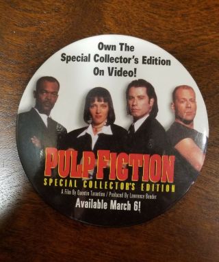 Pulp Fiction Promotional Pin Badge/button - John Travolta,  Uma Thurman