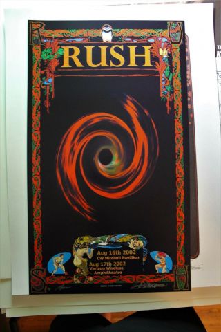 Rush 2001 Vapor Trails Concert Poster Signed By 60s Artist Bob Masse