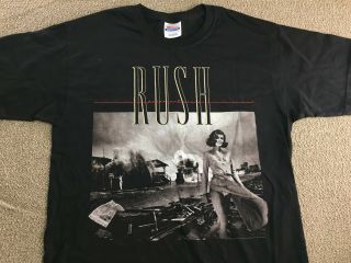 Retro Rush Permanent Waves Shirt M 2007 Reprint Album Black Concert Tour Hanes