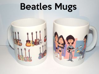 Beatles Mugs - Set Of 2 - Gift Cup Present Mug Guitars