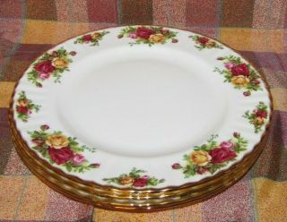 4 Royal Albert English Porcelain Old Country Roses 10.  5 " Dinner Plates