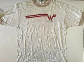 Vintage Weezer Tour Shirt 1995 Rare Large Blue Album Rivers Cuomo Thrashed Read