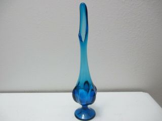 Vintage Viking Glass Epic Six 6 Petal Swung Vase Bluenique Blue 12 " Tall