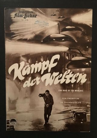 1953 War Of The Worlds Sci Fi German Movie Program H.  G.  Wells George Pal