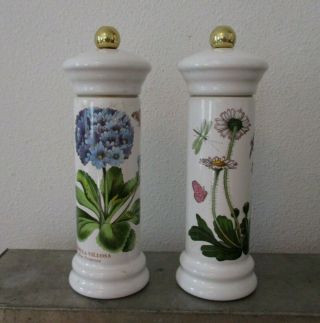 Portmeirion Botanic Garden Ceramic Salt & Pepper Mills Flower Design 7 " Tall