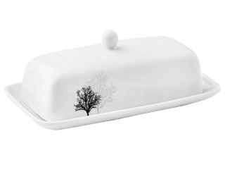 Corelle Timber Shadows Porcelain 2 - Pc Butter Dish Black Grey Leafless Branches