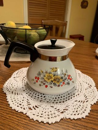 Vintage Corning Ware Teapot " Bantry Strawberries ".