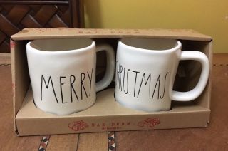 Rae Dunn Merry And Christmas Holiday Boxed Mug Set Rare Htf 2017