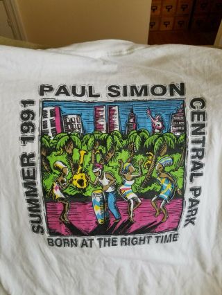 Paul Simon Vintage 1991 Born at the Right Time Central Park T - shirt Men ' s XL 5