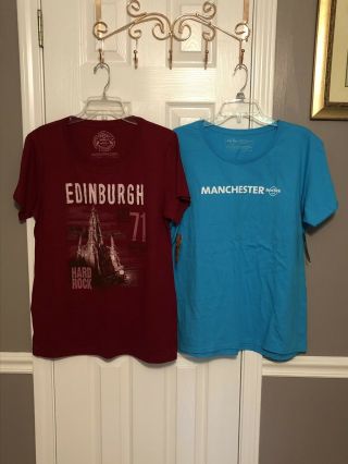 Nwt 2 Ladies Hard Rock Cafe T Shirts Manchester/edinburgh Xl/xxl