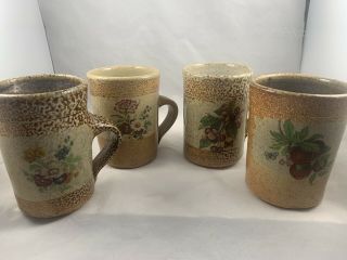 Monroe Salt Pottery Coffee Tea Cups Mug Floral And Fruit