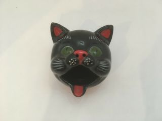 Vintage Shafford Redware Black Cat Head Incense Ashtray
