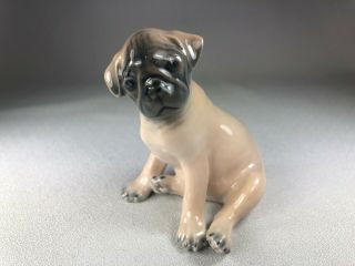 Royal Copenhagen Denmark Porcelain Figurine Of A Pug Dog,  1940 Hallmark
