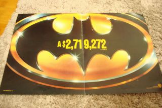 Batman Returns 1992 Ad For With Bat Symbol " Biggest Australian Opening Ever "