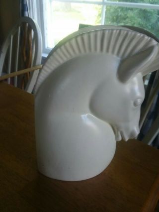 Vintage HAEGER Art Deco Trojan Horse Head Vase/Planter IVORY Matte 3